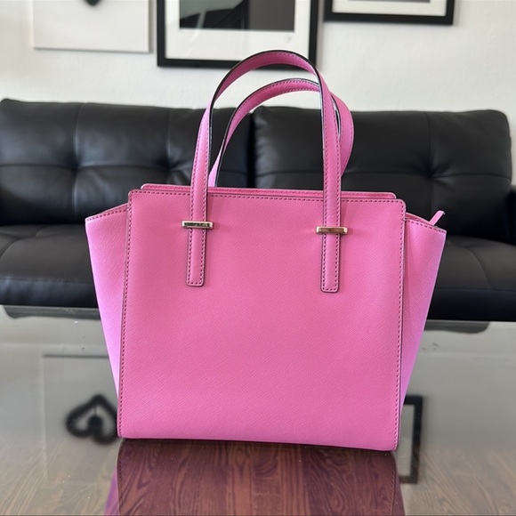 EUC Kate Spade Pink leather handbag satchel purse crossbody - Picture 5 of 16